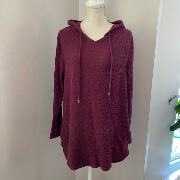 J. Jill Tops - JJill Pure Jill Wine Hooded Textured Knit Pullover